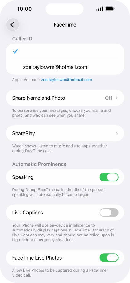 Press the required setting below 