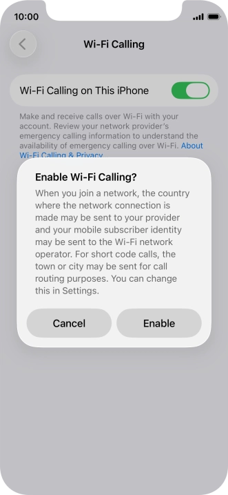 If you turn on the function, press Enable.
