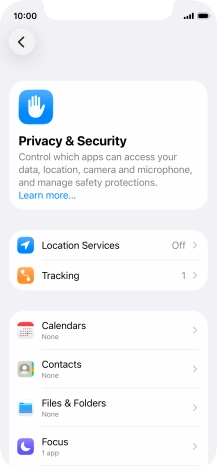 Press Location Services.