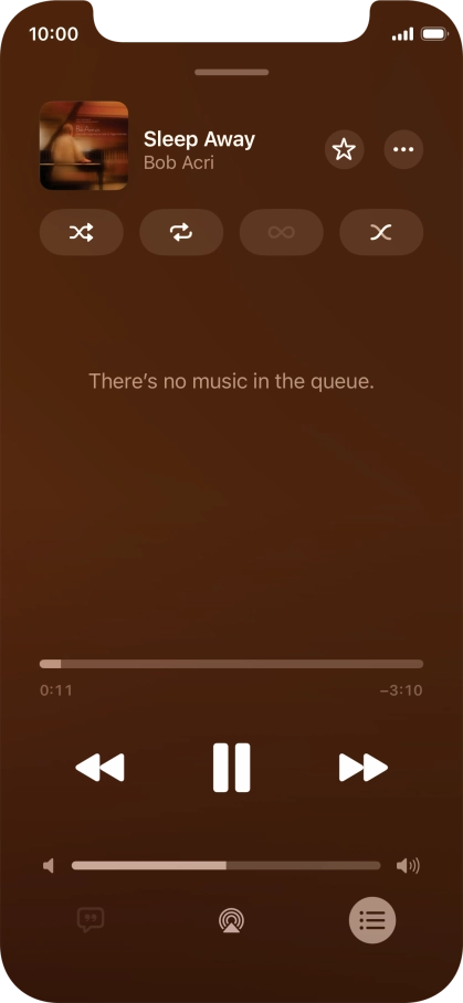 Press the shuffle icon to turn the function on or off.