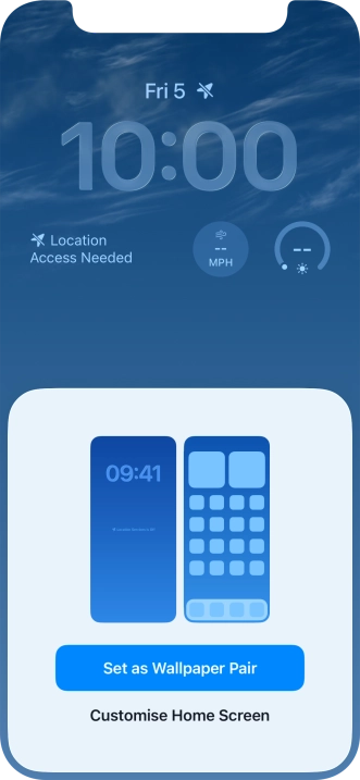 To use the same colour theme on the home screen, press Set as Wallpaper Pair.