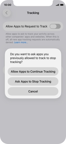 If you turn off the function, press the required setting.