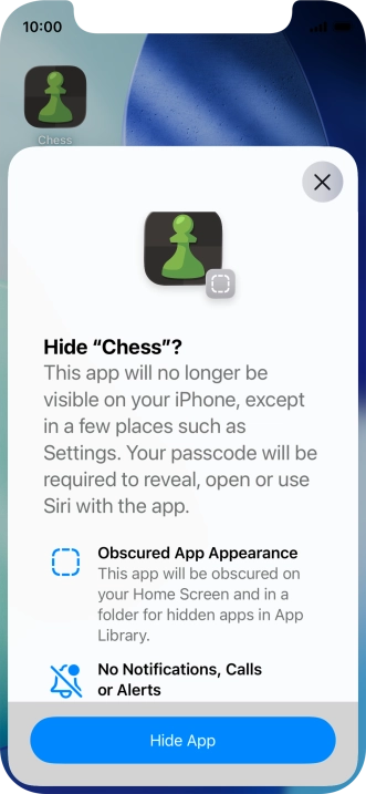 Press Hide App.