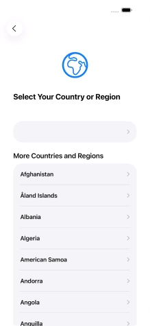 Press the required country or area.
