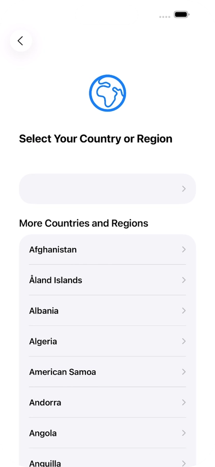 Press the required country or area.