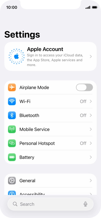 Press Apple Account.