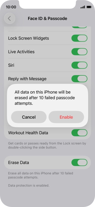 If you turn on the function, press Enable.