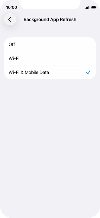 To turn off background refresh of apps, press Off.