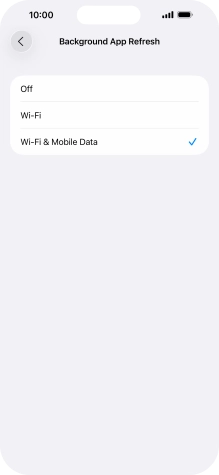 To turn off background refresh of apps, press Off.