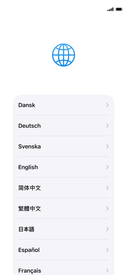 Press the required language.
