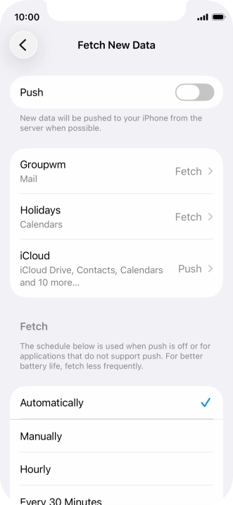 If you turn off the function, press the required setting.