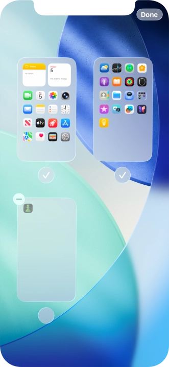 Press the delete icon next to the required home screen page.