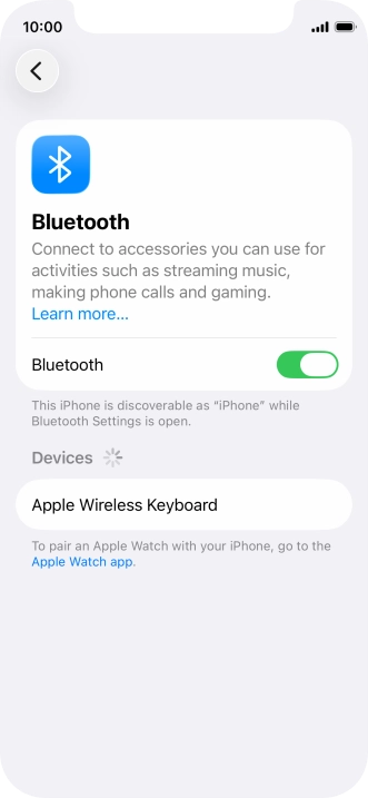 Press the required Bluetooth device and follow the instructions on the screen to pair the device with your phone.