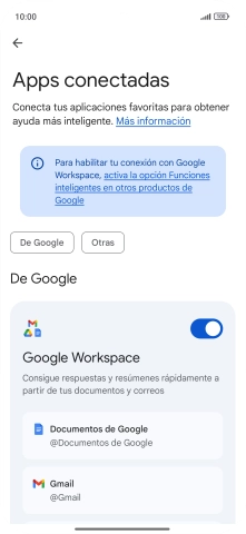 Pulsa el indicador junto a la extensión deseada para activar la función.