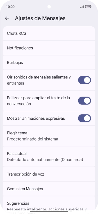 Pulsa Gemini en Mensajes.