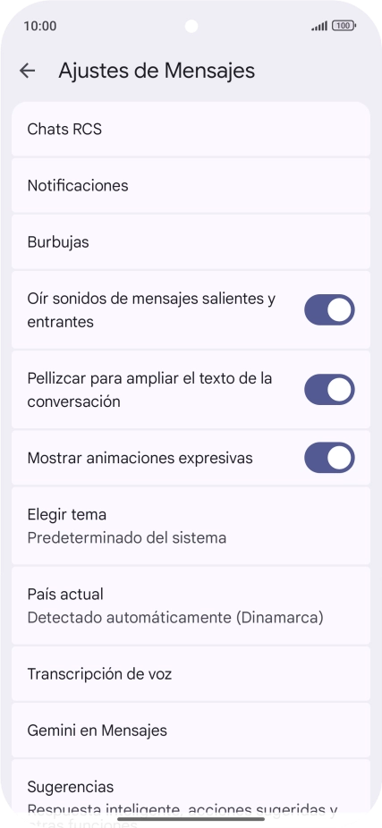 Pulsa Gemini en Mensajes.