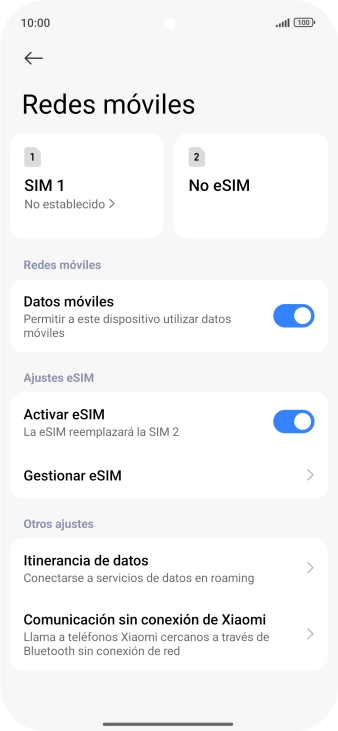 Pulsa Gestionar eSIM.