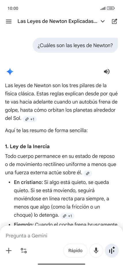 La transcripción de la conversación con Gemini Live aparece ahora en la pantalla.