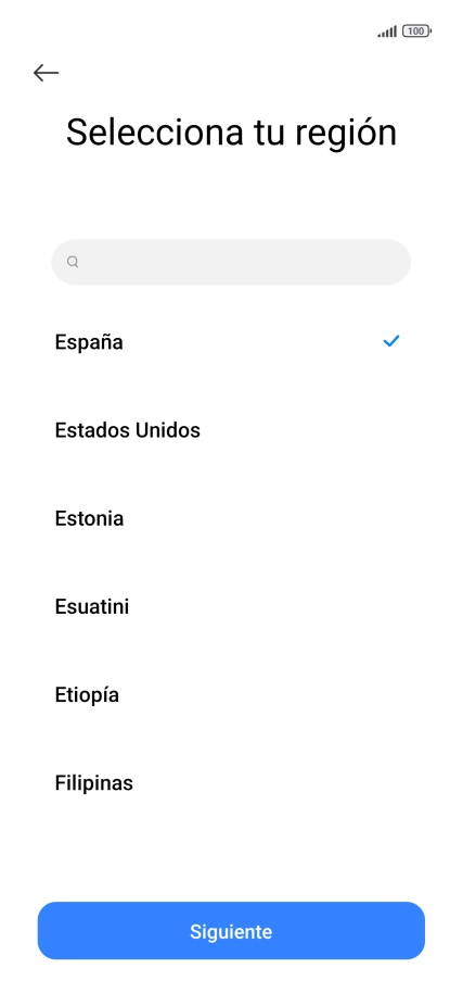 Pulsa el país o el área deseados.