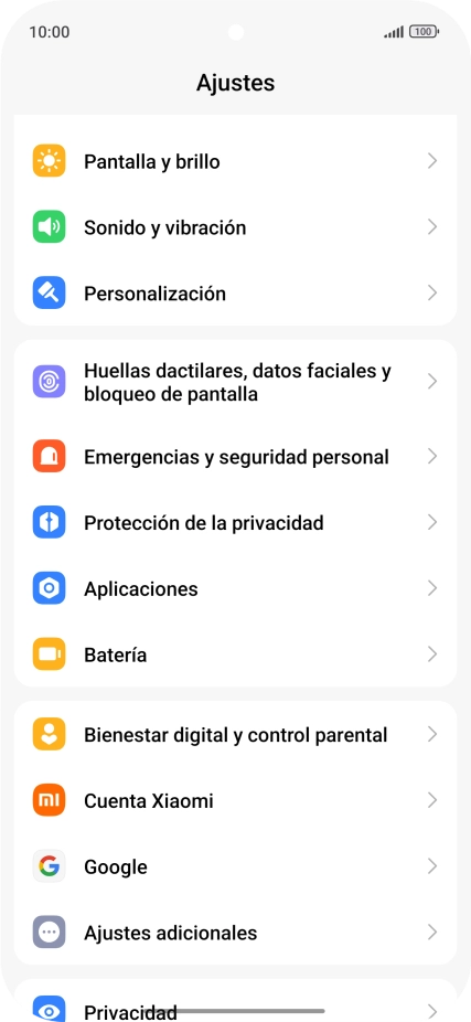 Pulsa Huellas dactilares, datos faciales y bloqueo de pantalla.