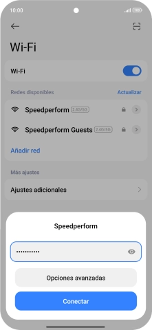 Introduce la contraseña de la red wifi y pulsa Conectar.