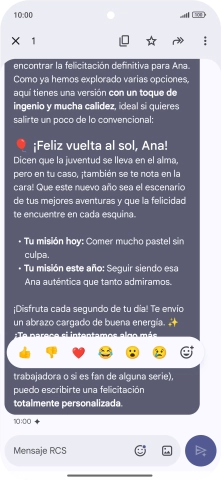 Pulsa la propuesta de texto de Gemini durante unos instantes. Sigue las indicaciones de la pantalla para utilizar el texto propuesto.