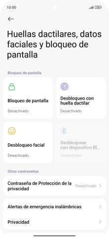 Pulsa Desbloqueo con huella dactilar.