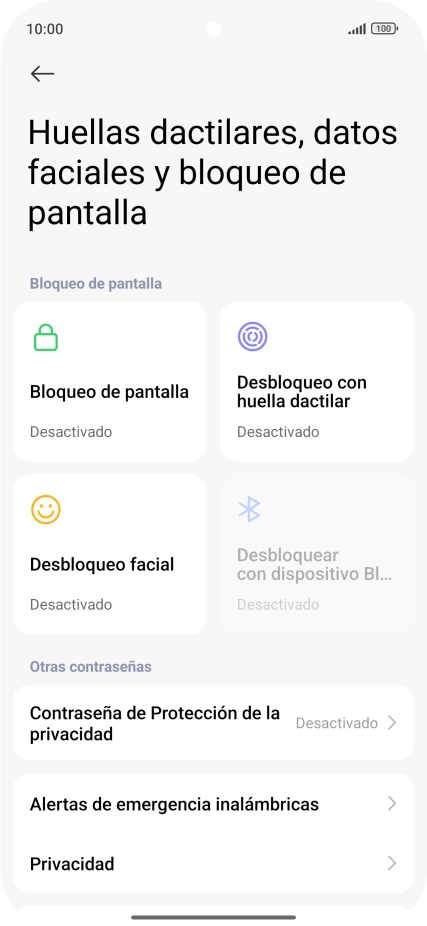 Pulsa Desbloqueo con huella dactilar.