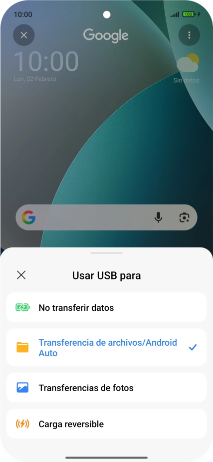 Pulsa Transferencia de archivos/Android Auto. Pulsa Transferencia de archivos/Android Auto.