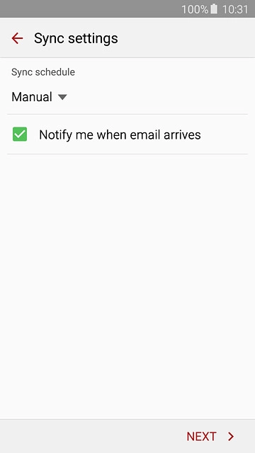 Press Notify me when email arrives to turn the function on or off.