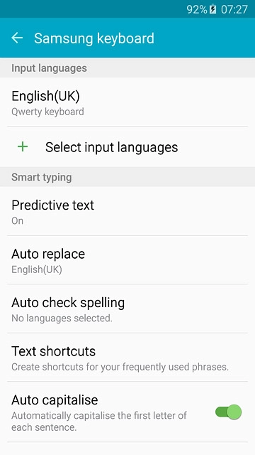 Press Select input languages.