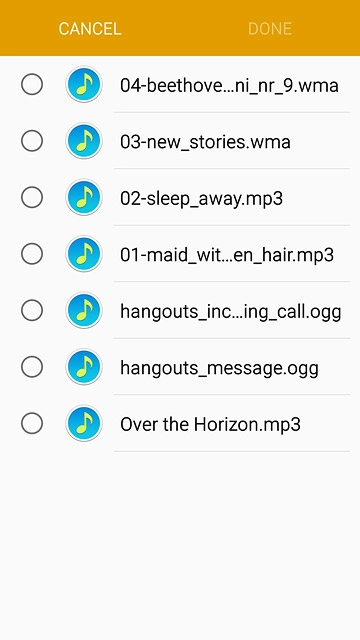 Press the required audio file.