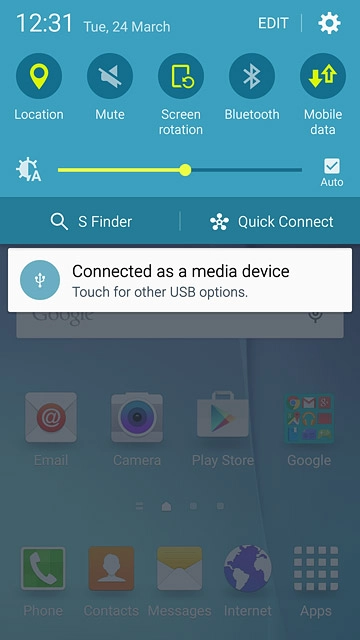 Slide your finger down the display starting from the top edge of your phone.Press the mobile data icon to turn the function on or off.