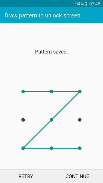 Press CONTINUE.Repeat the selected phone lock code to confirm.