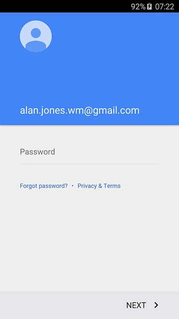 Press Password and key in the password for your Google account.