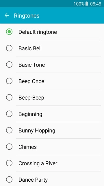 To assign one of your phone's default ring tones:Press the different ring tones to listen to them.