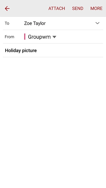 Press the text input field.Write the text for your email message.