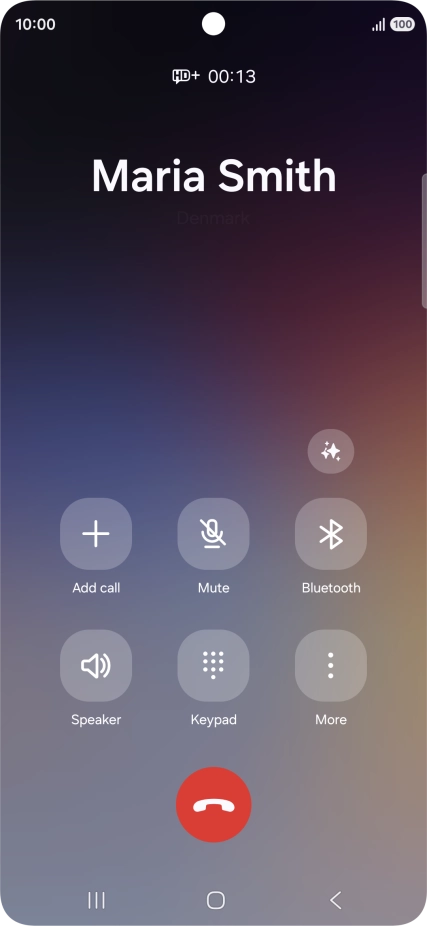 Press the end call icon.