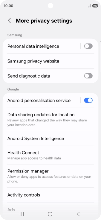 Press Permission manager.