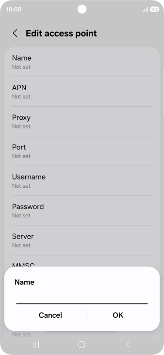 Key in Vodafone Internet and press OK.