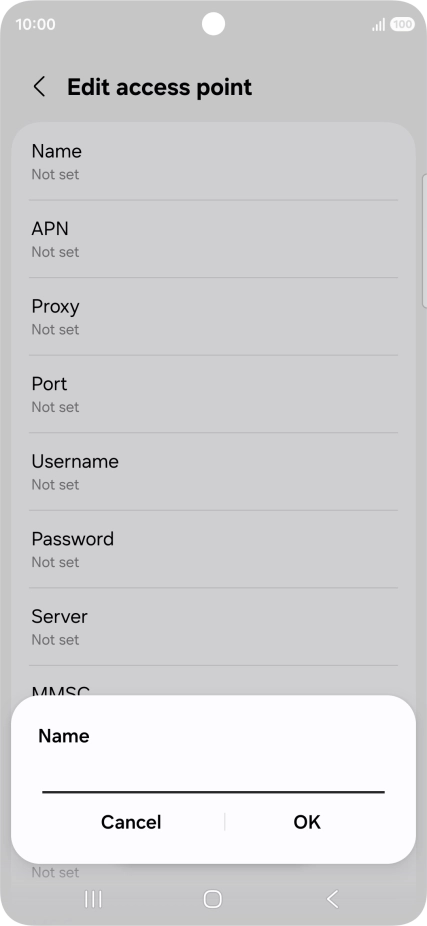 Key in Vodafone Internet and press OK.
