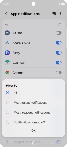 Press the required setting.