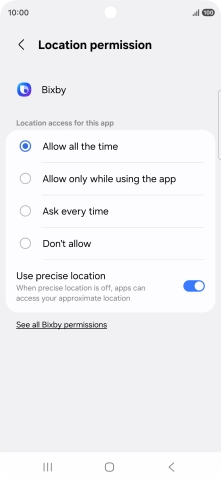 Press the required setting. Press the required setting.