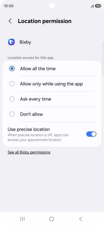 Press the required setting. Press the required setting.