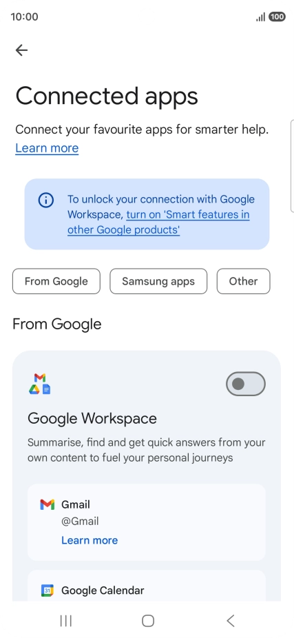 Press the indicator next to the required extension to turn on the function.