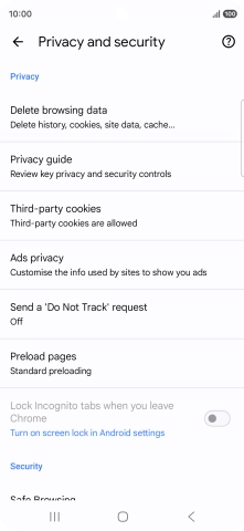 Press Delete browsing data.