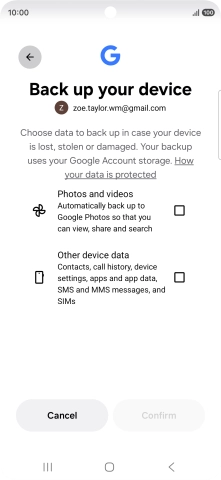 Press the fields next to the required data types to select them.