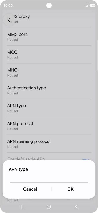 Key in default and press OK.