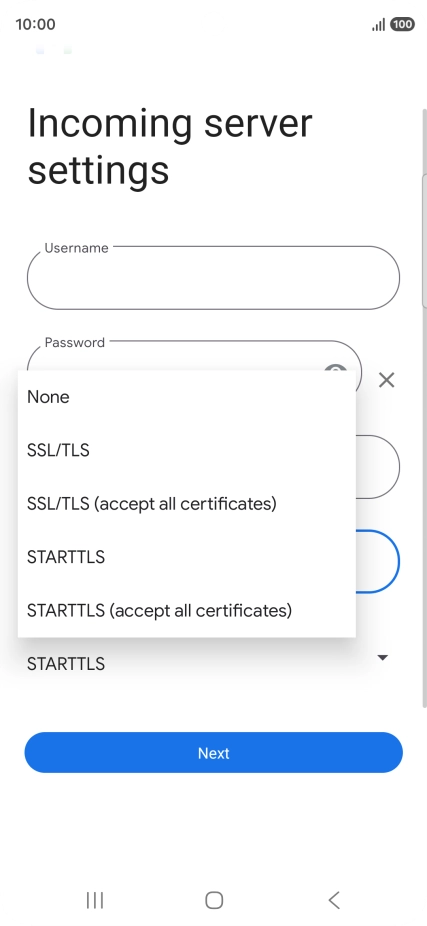 Press SSL/TLS. Press SSL/TLS.