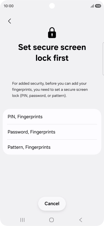 Press the required phone lock code and follow the instructions on the screen to create an additional phone lock code.